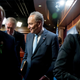 Rep. Mike Doyle, Sen. Ed Markey, Sen. Chuck Schumer, and Sen. Maria Cantwell, leave a news conference on Capitol Hill after the Senate passed a resolution to reverse the FCC decision to end net neutrality.